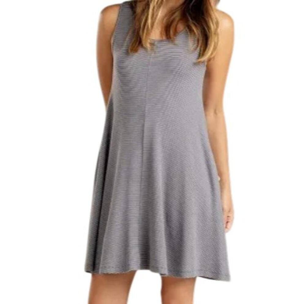 Toad & Co Blue Striped Daisy Ribbed Sleeveless Dress